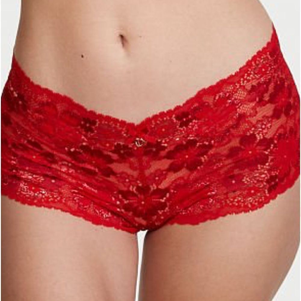 Victoria Secret Lace Boyshort Pant  S/P Red‎ NWT IN PACKAGING